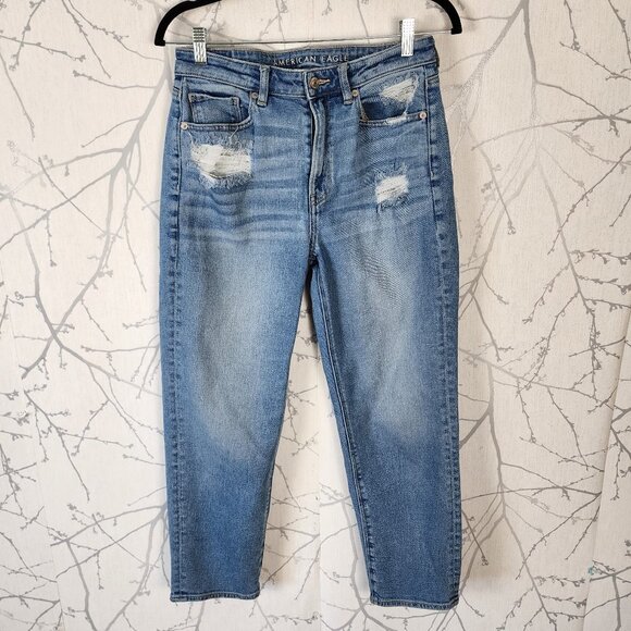 American Eagle Outfitters Denim - American Eagle Light Wash Stretch Denim High Rise Mom Straight Jeans